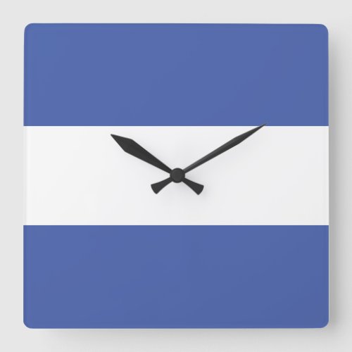 Colorful Soft Blue Modern Wide Nautical Stripes Square Wall Clock