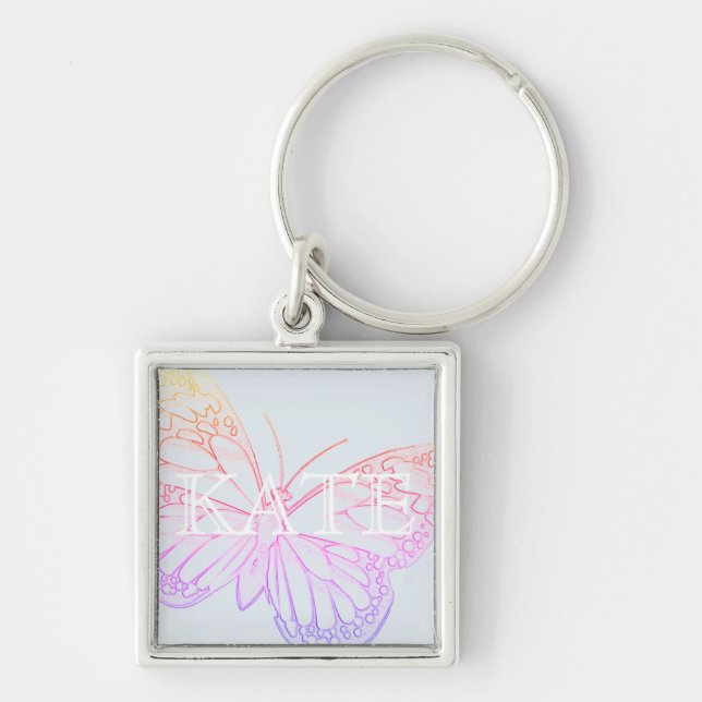 Colorful Soft Butterfly Art Keychain (Front)