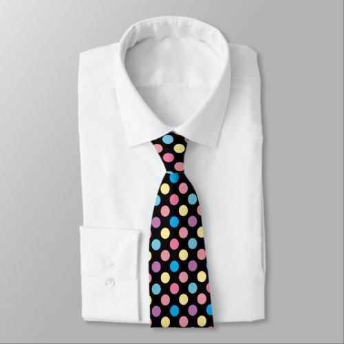 Colorful Soft Pastel Colors Polka Dots Pattern Neck Tie