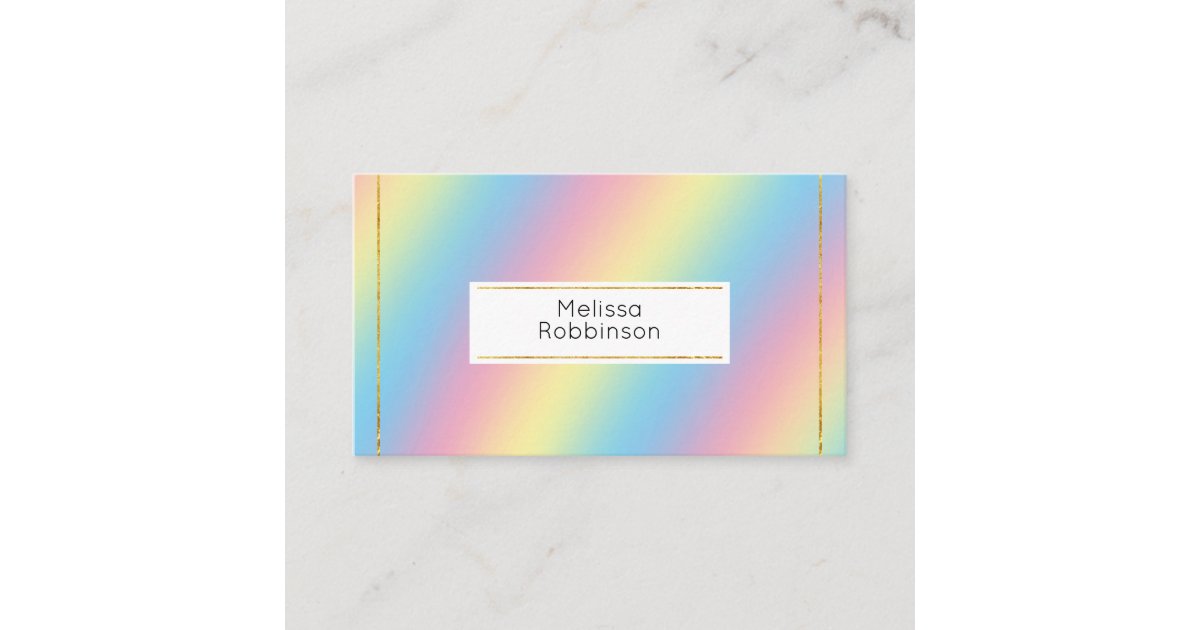Colorful Soft Pastel Rainbow Gradient Colors Business Card