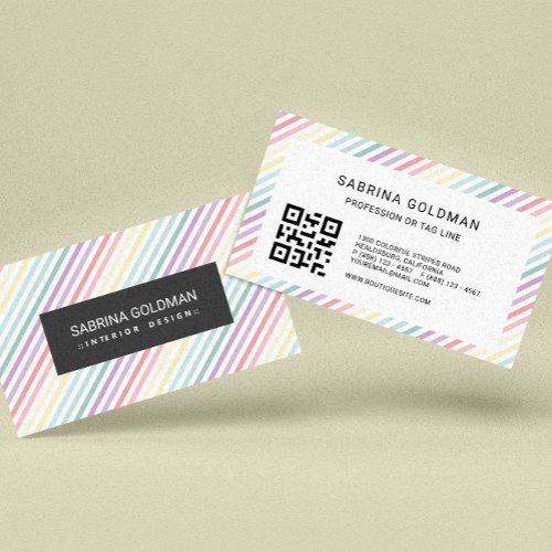 Colorful  soft unicorn Pastel Colors QR CODE Business Card