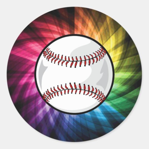 Colorful Softball Baseball Classic Round Sticker