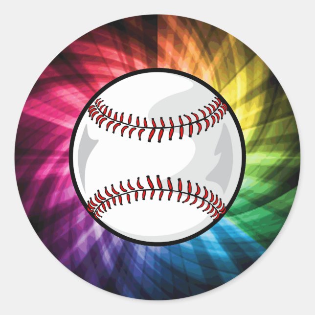 Colorful Softball; Baseball Classic Round Sticker (Front)