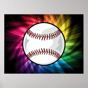 Colorful Softball; Baseball Poster
