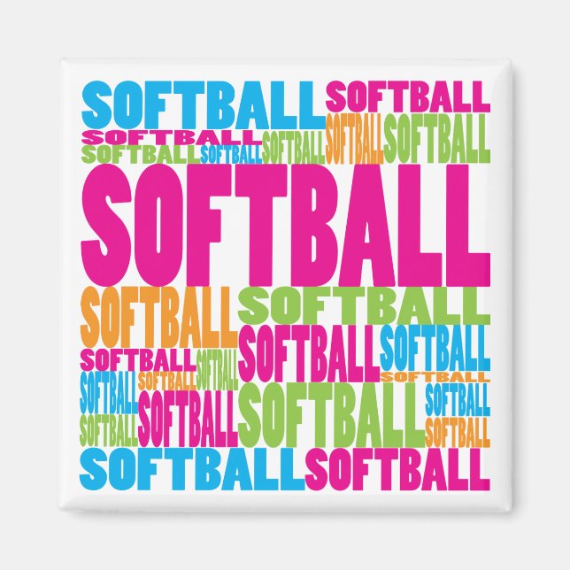 Colorful Softball Magnet (Front)