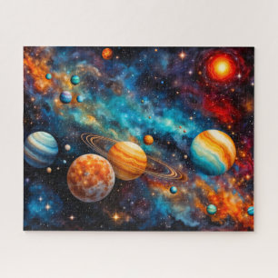 Colorful Solar System Galaxy Space Jigsaw Puzzle