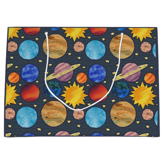 Colorful Solar System Large Gift Bag (Front)