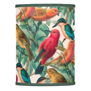 Colorful Songbirds & Green Leaves Pattern   Lamp Shade
