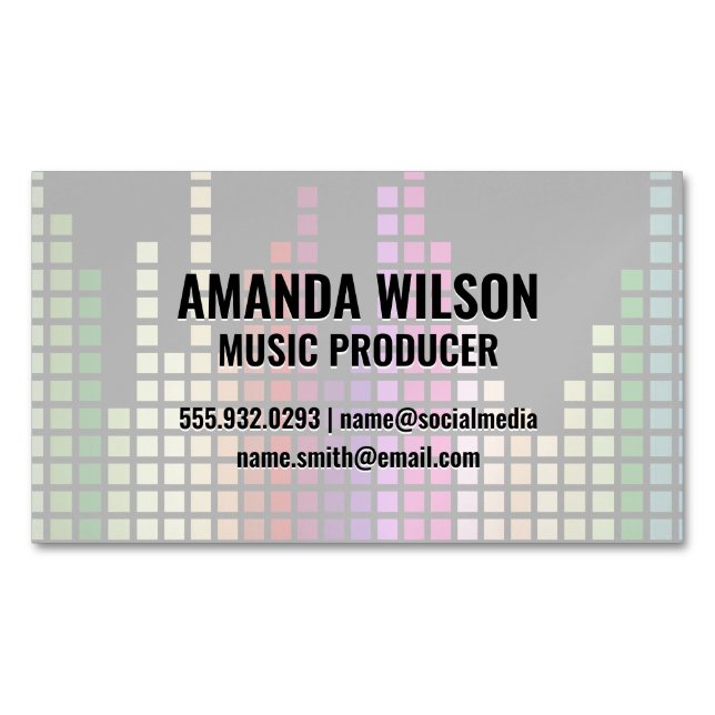 Colorful Sound Bar Equalizer Business Card Magnet (Front)