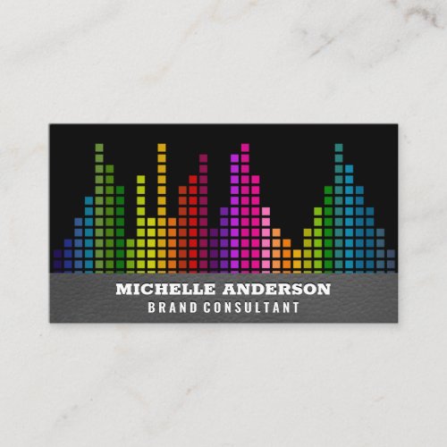 Colorful Sound Bar Equalizer  Leather Background Business Card