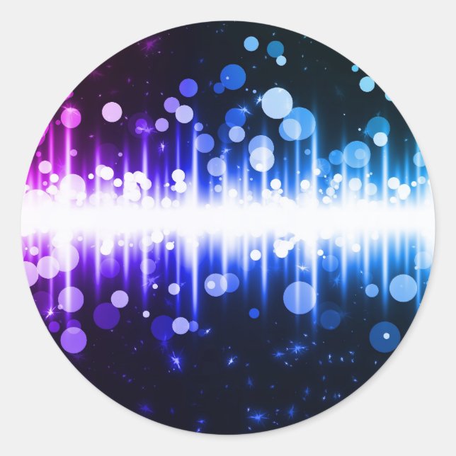 Colorful sound wave design classic round sticker (Front)