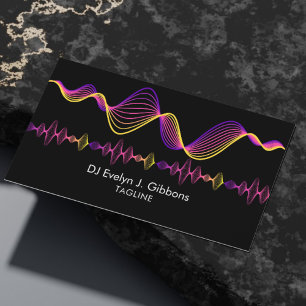Colorful Sound Waves Dj Singer Songwriter Black Business Card