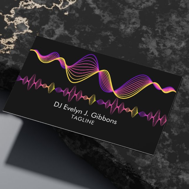 Colorful Sound Waves Dj Singer Songwriter Black  Business Card (Creator Uploaded)
