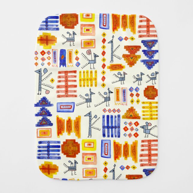 Colorful South American textile baby burp cloth (Front)