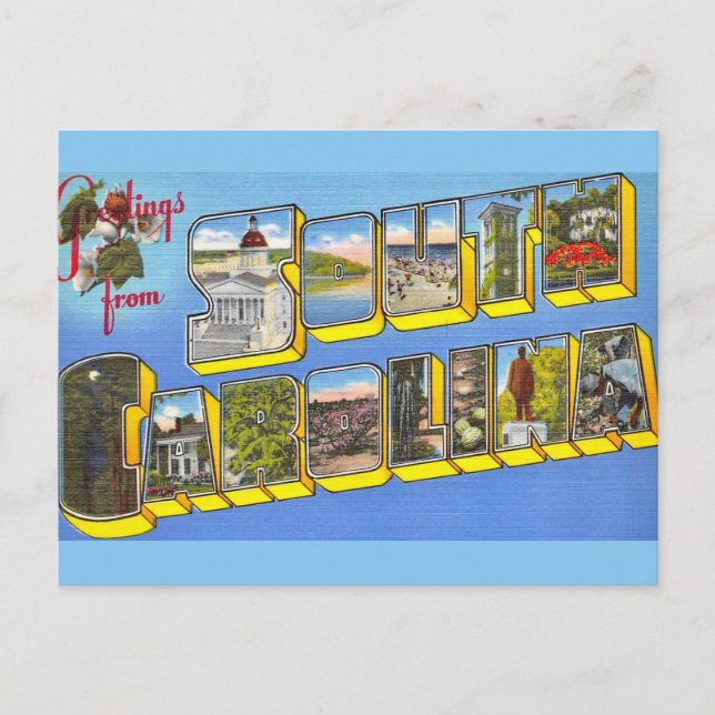 Colorful South Carolina Greeting Postcard (Front)