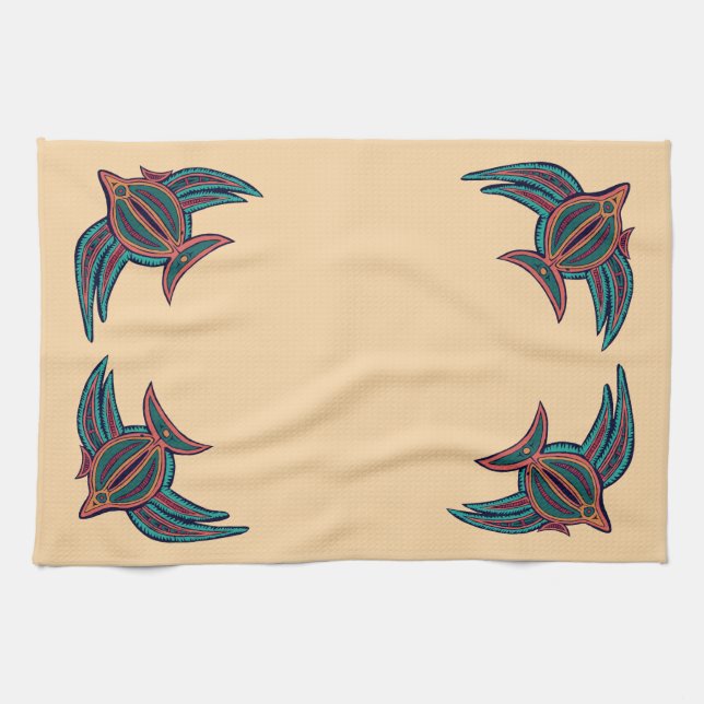 Colorful South Seas Art Kitchen Towel (Horizontal)