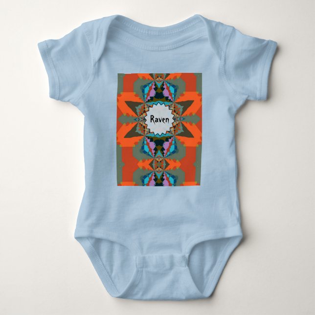 Colorful South Western Geometric Pattern Baby Bodysuit (Front)