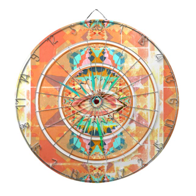 Colorful South Western Geometric Pattern Dart Board (Front)