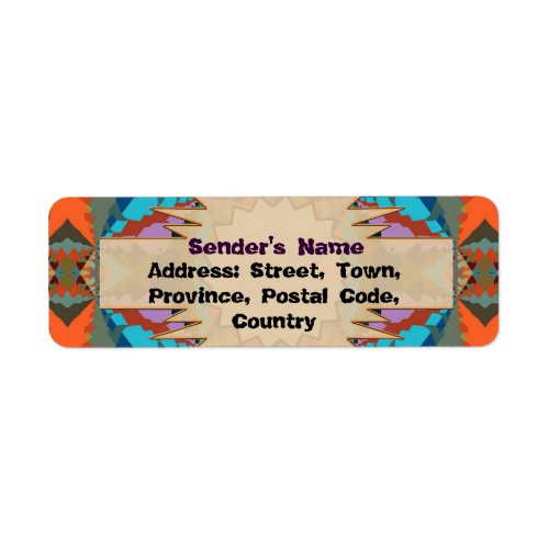 Colorful South Western Geometric Pattern Label
