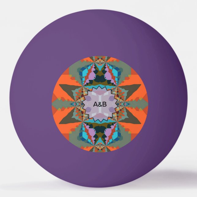 Colorful South Western Geometric Pattern Ping Pong Ball (Front)