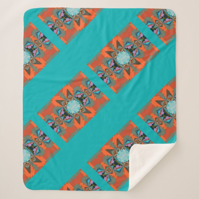 Colorful South Western Geometric Pattern Sherpa Blanket (Front)