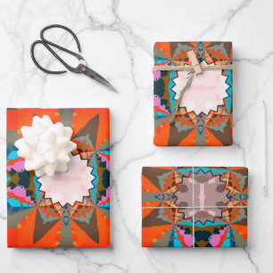 Colorful South Western Geometric Pattern Wrapping Paper Sheets