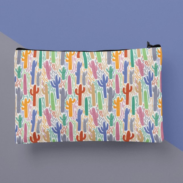 Colorful Southwest Saguaro Cactus Pattern Accessory Pouch (Creator Uploaded)