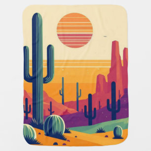 Colorful southwestern desert art baby blanket