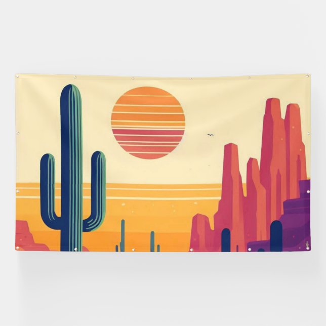 Colorful southwestern desert art banner (Horizontal)