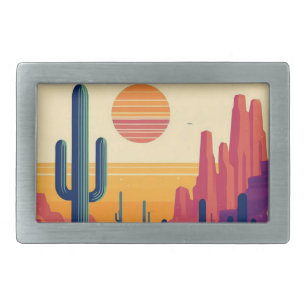 Colorful southwestern desert art belt buckle