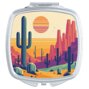 Colorful southwestern desert art compact mirror
