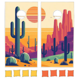 Colorful southwestern desert art cornhole set