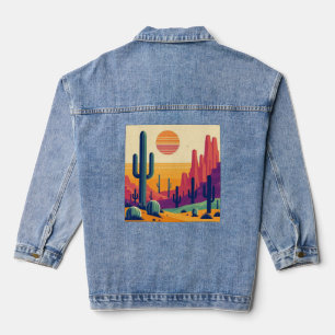 Colorful southwestern desert art denim jacket
