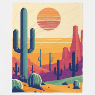 Colorful southwestern desert art fleece blanket