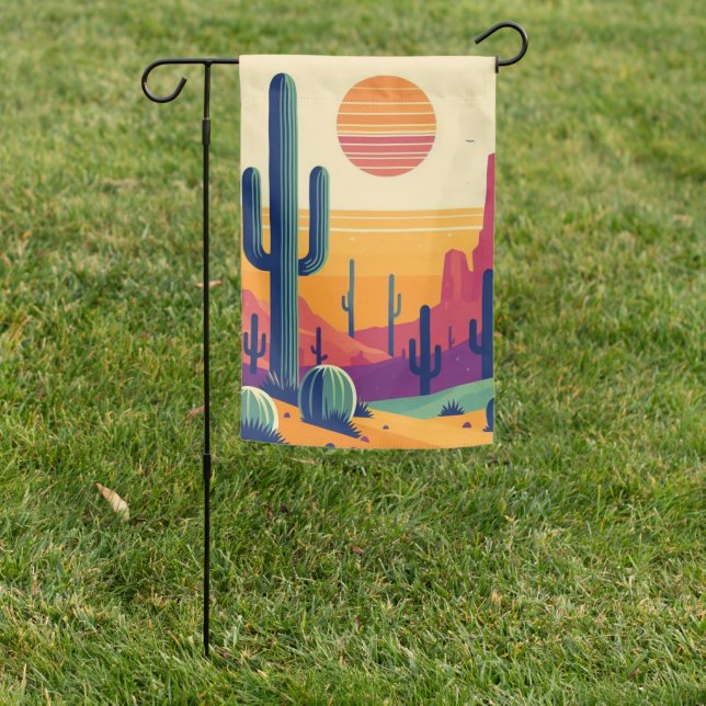 Colorful southwestern desert art garden flag (In SItu)