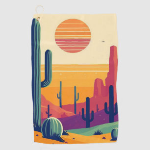 Colorful southwestern desert art golf towel
