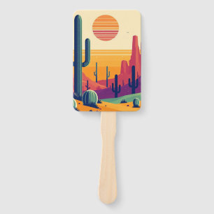Colorful southwestern desert art hand fan