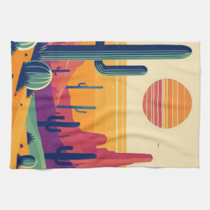 Colorful southwestern desert art kitchen towel
