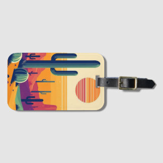 Colorful southwestern desert art luggage tag