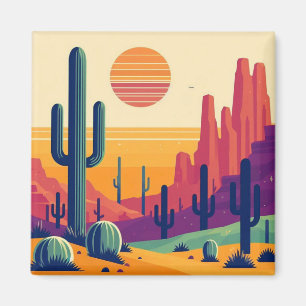Colorful southwestern desert art magnet