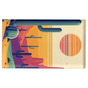 Colorful southwestern desert art place card holder