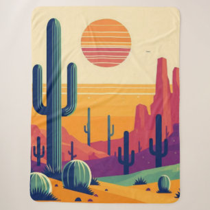 Colorful southwestern desert art sherpa blanket