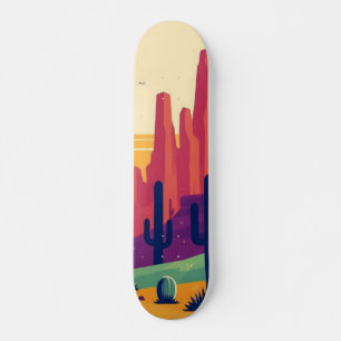 Colorful southwestern desert art skateboard