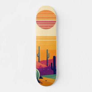 Colorful southwestern desert art skateboard