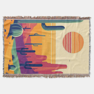 Colorful southwestern desert art throw blanket