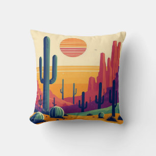 Colorful southwestern desert art throw pillow