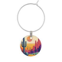 Colorful southwestern desert art wine charm