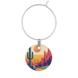 Colorful southwestern desert art wine charm