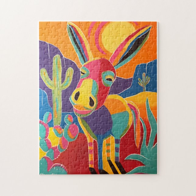 Colorful southwestern donkey puzzle (Vertical)