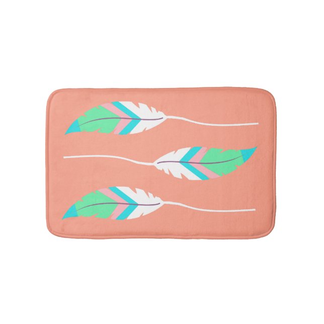 Colorful Southwestern Feathers Bath Mat (Front)